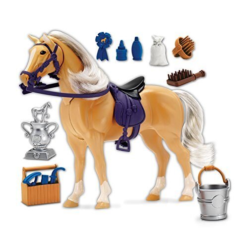 Palomino Horse with Moveable Head, Realistic Sound and 14 Grooming Accessories (3-5 years)